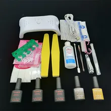 Маникюрные инструменты для ногтей 12 Вт набор УФ-ламп Выберите 3 цвета 8 мл базовое верхнее покрытие отмачивающий Гель-лак для ногтей с удалителем практический комплект NT02