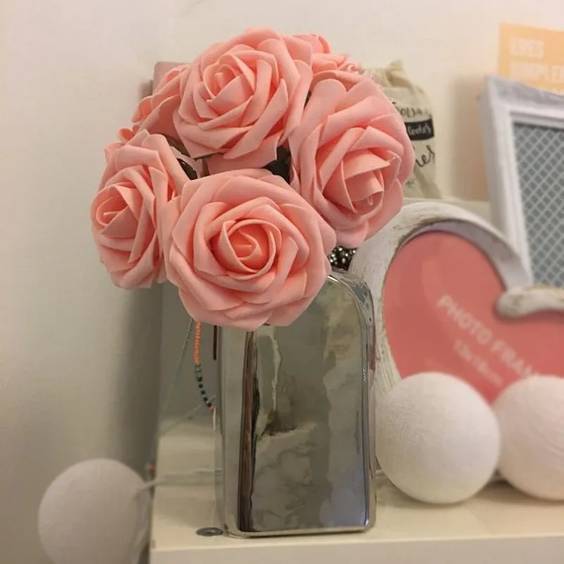 Свадебные украшения 11 цветов 10 голов 8 см искусственные розы Свадебные невесты букет полиэтиленовый пенопласт DIY домашний декор розы p20