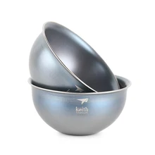 Keith Double wall Titanium Bowl Outdoor Tableware 45ml Camping Outdoor Picnic Bowls tea cup keith 550ml titanium bowl ultralight camping travel tableware single wall and double wall pure titanium bowls for choose