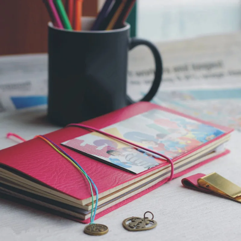 90pages colorful cute vintage leather travel journal notebook journey note book for pocketin