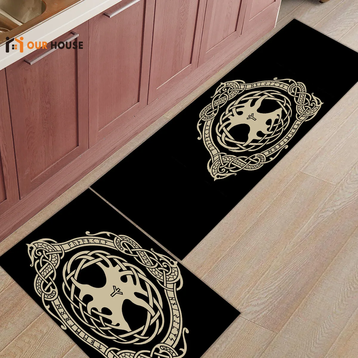 Ourhouse Черный Логос геометрические коврики для входа аксессуары для ванной комнаты Набор грязи мусора грязи Trapper Boot обувь