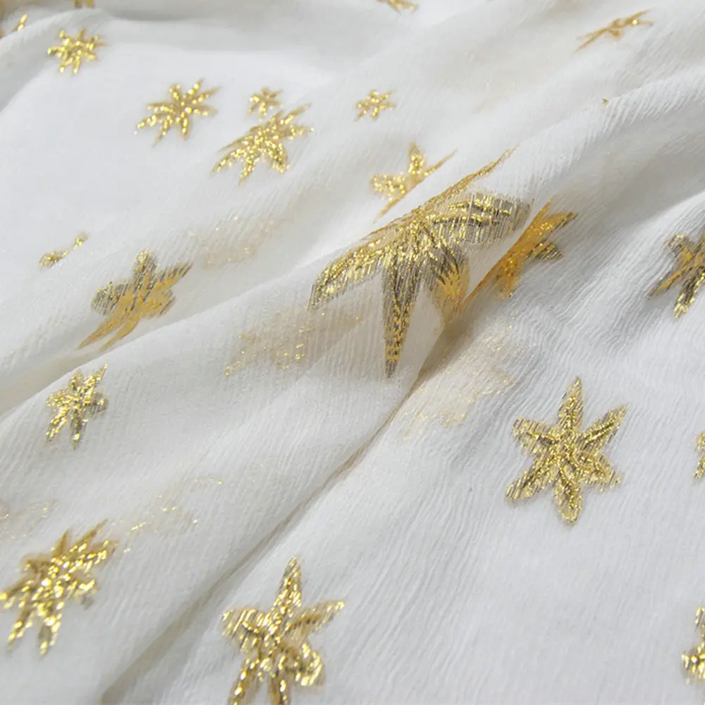 

Golden Stars Jacquard Crinkle Silk Georgette Fabric 10m/m 135cm