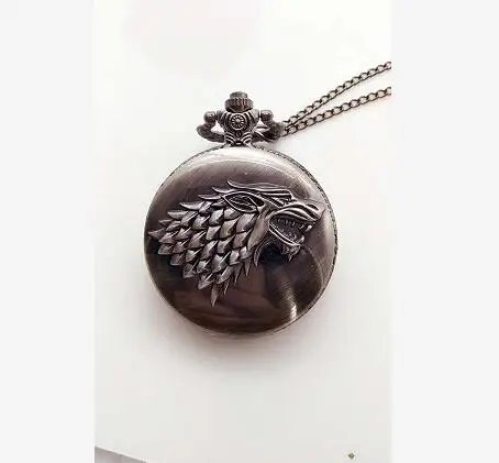 

TIEDAN Silver Gray Winter is coming Quartz Pocket Watch gift P58