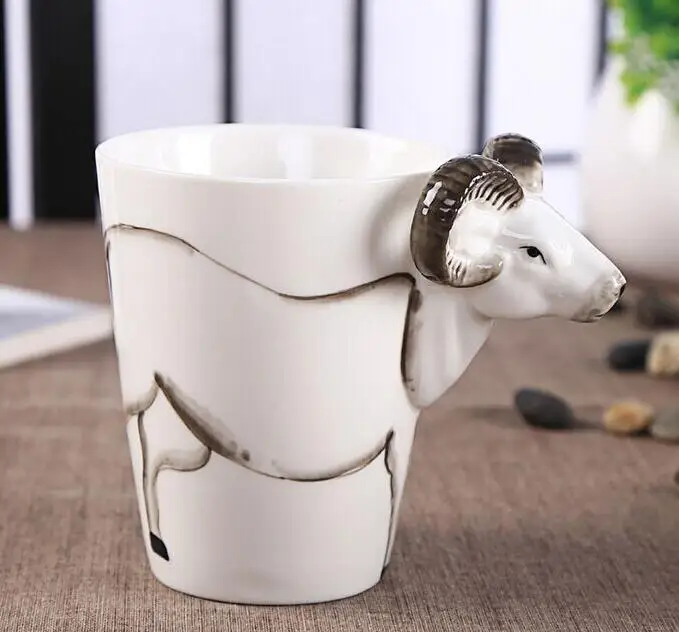Креативная кружка с 3d рисунком животных керамическая кофейная чашка пивная