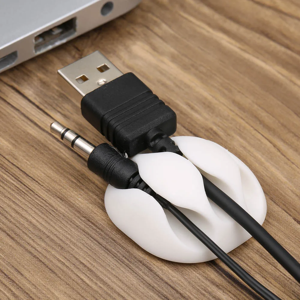 4pcs 3 Slot holder Multipurpose Desktop Cable Holder Phone Cable Winder