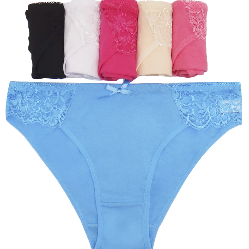 Lot of 600 Plain Laced Cotton Lady Panties Women Boyshort Underwear