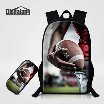 

Dispalang 2PCS/Set Backpack Pencil Case For Children Footballs Rugbys Prints Personalized lightweight Back Pack Casual Rucksack