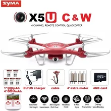SYMA X5UW y X5UC FPV RC Drone Con 720 P HD 2MP WiFi cámara 2.4G 4CH 6 Axis Quadcopter Helicóptero Altura Tienen Una Llave Land Dron