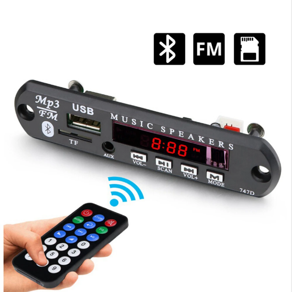 DC 12 В Автомобильный Bluetooth MP3 WMA FM AUX декодер плата пластина аудио модуль TF SD карта USB радио автомобильный MP3 динамик аксессуары