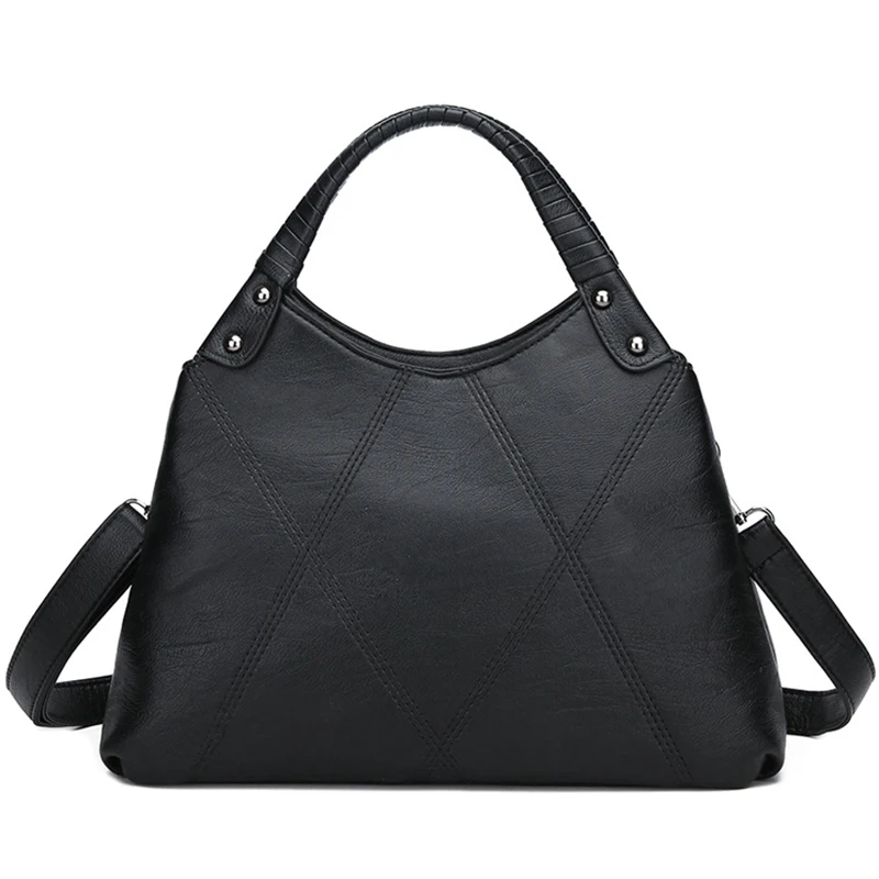 

European And American Fashion Stitching Ladies Leather Handbag Messenger Bag Shoulder Bag