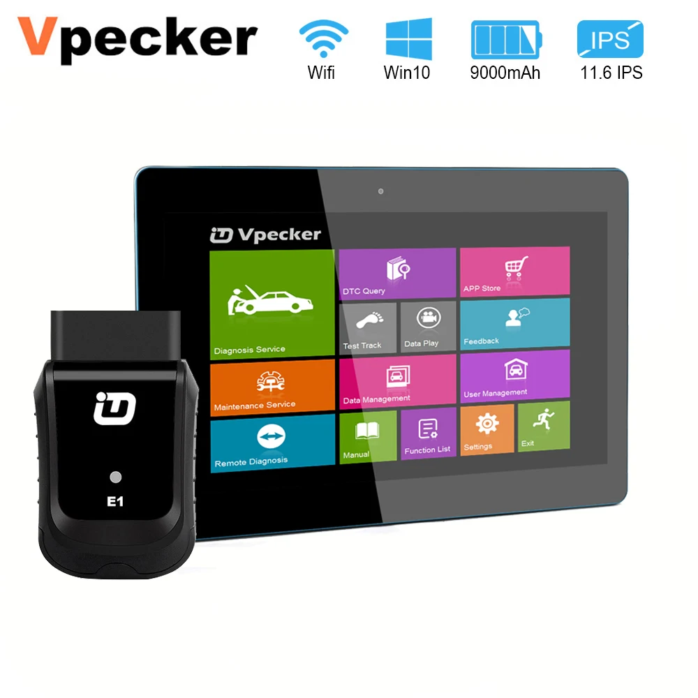 VPECKER E1 V11.1 Диагностика WiFi сканер с планшет OBD2 сканер Поддержка двигателя ABS воздушная подушка SRS DPF EPB OBD Автомобильный сканер