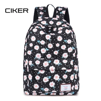 

CIKER Flower Printing Backpack Women Canvas School Bags Laptop Backpacks for Teenage Girls Book Bag Mochilas Rucksack Black Bags