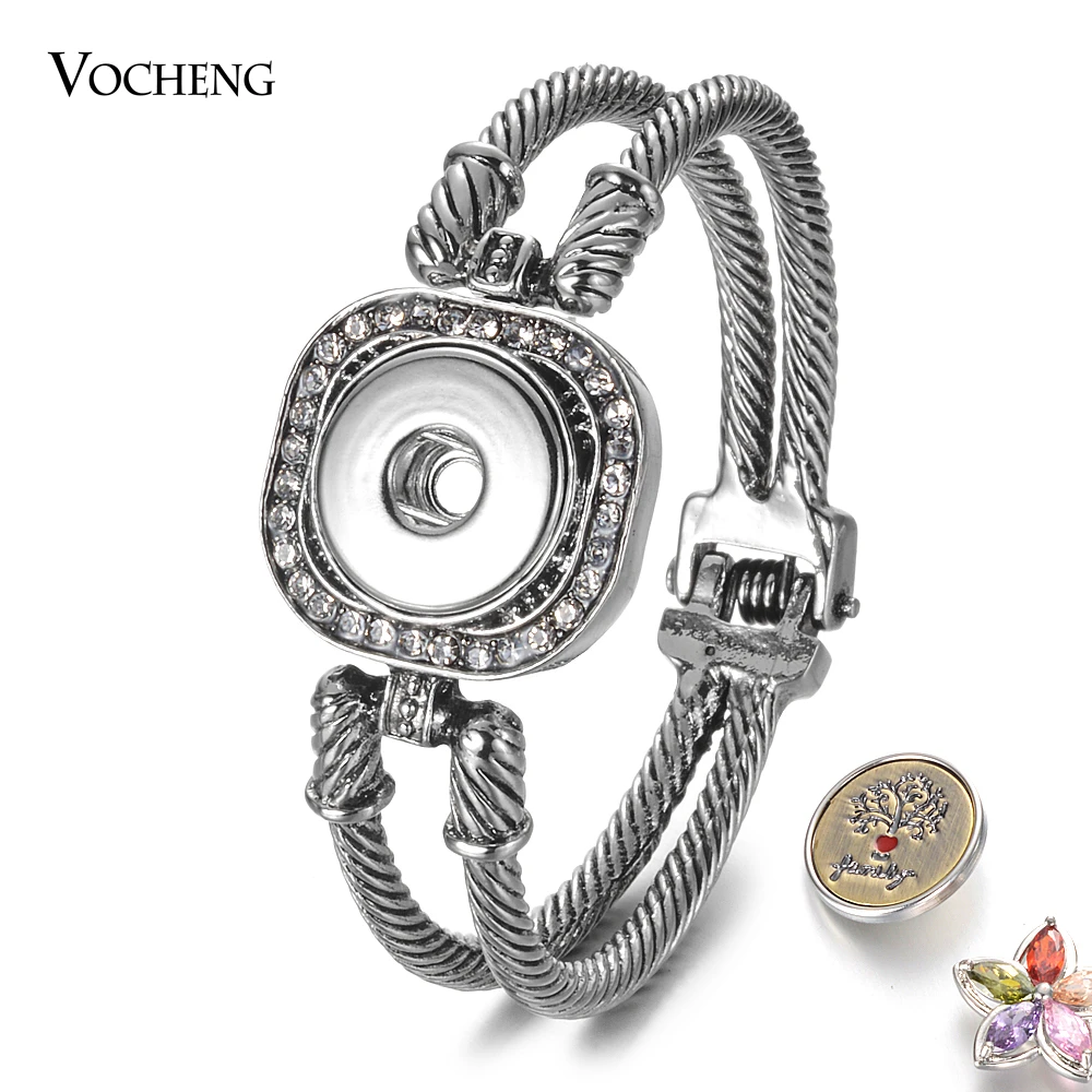 

10pcs/lot 18MM Snap Button Jewelry Women Metal Bangle Bracelet Retro Silver Color Charms Bangles Cuff Snap Jewelry NN-730*10