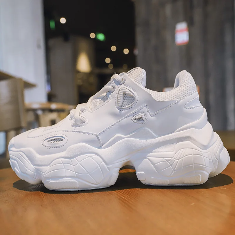 

women sneakers 2019 Fashion Whiter Platform Sneakers Ladies Brand Chunky Causal Shoes Woman Leather Dad Shoes Chaussure Femme