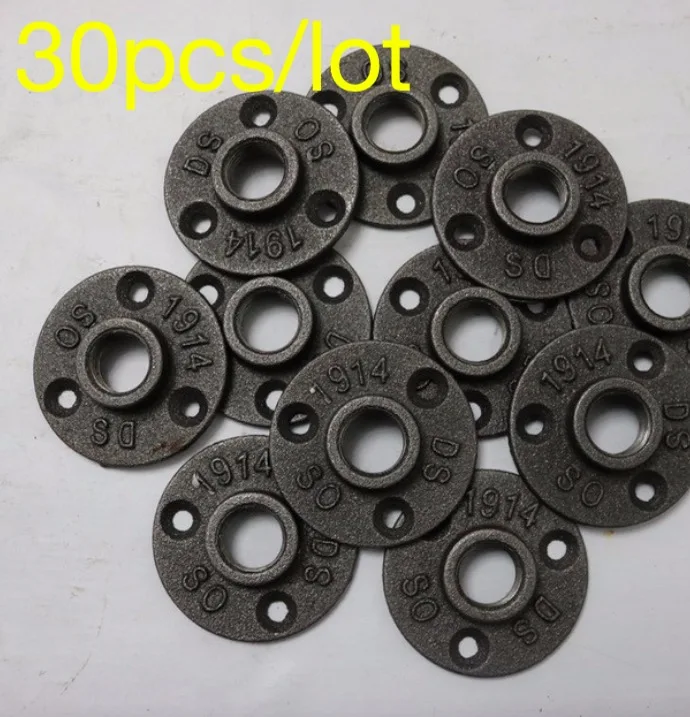 

30pcs/lot DN15 DIY LOFT Style Cast iron Industrial pipes flange wall base (-DN15-1/2''Pipe Hole ID:20MM )