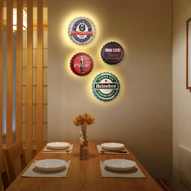 Personality creative retro beer cover LED wall lamp living room bedside lamp restaurant bar cafe shop wall lamp Personality creative retro beer cover LED wall lamp living room bedside lamp restaurant bar cafe shop wall lamp