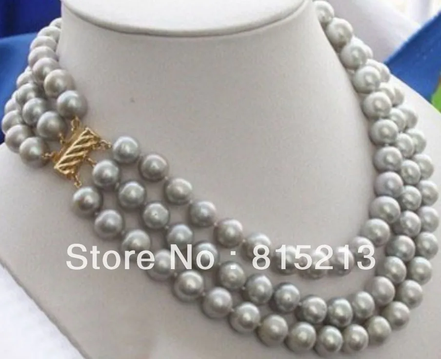 

ddh0091 Beautiful Southern Ocean natural gray pearl necklace 9-10 mm 16-18 inch 14k