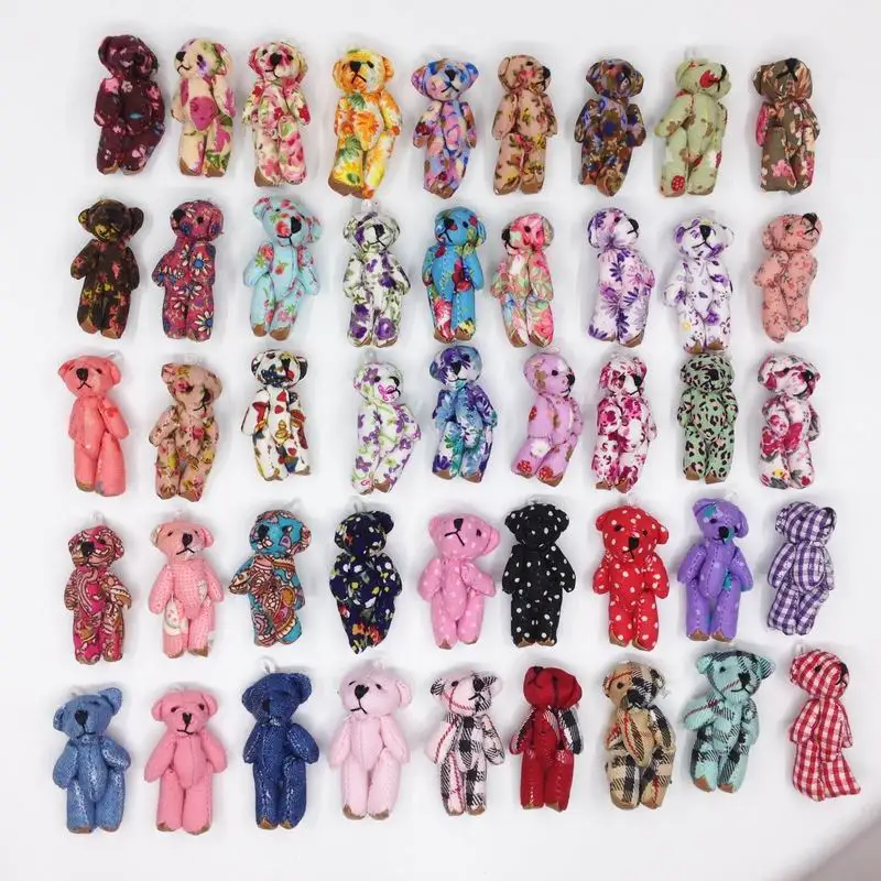 

Skyleshine 20pcs 4.5cm Plush Teddy Bear Cartoon Cloth Dolls Fabric Joint Bears DIY handmade Bears Toys S553
