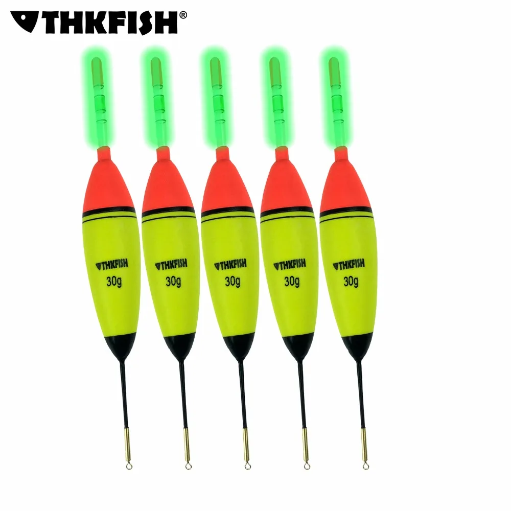 

5 Pcs/Lot 30g 20g 10g EVA Foam Fishing Floats + 10 Pcs Glow Stick Long Vertical Buoy Luminous Lighting Fishing Floats Bobber