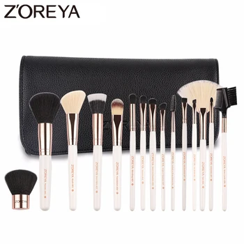 

Zoreya Brand 15pcs White Essential Makeup Brushes Set Nylon Hair Eyeshadow Concealer KaBuKi Cosmetic brush For Daily Make Up