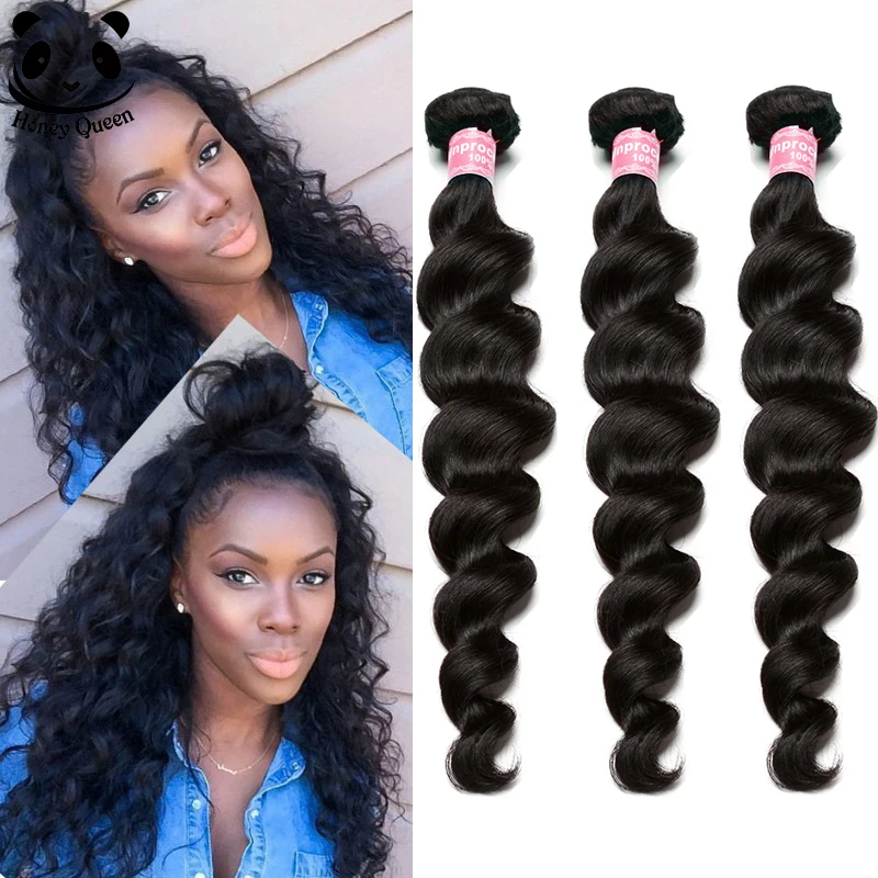 Brazilian Virgin Hair Deep Loose Wave Curly Weave Human Hair Extensions Honey Queen Hair Products 3 Brazilian Hair Weave Bundles