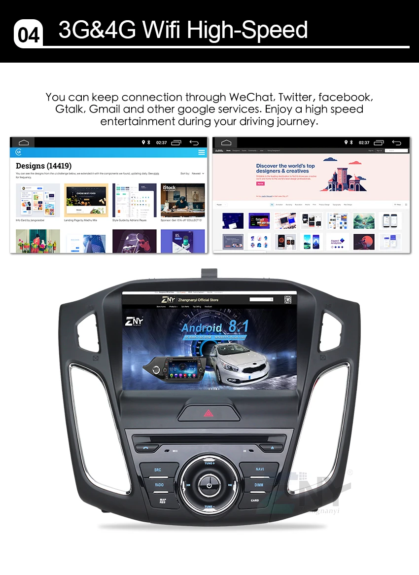 Sale 9" HD Android 8.1 Car GPS Stereo For 2015 2016 2017 Focus Auto DVD Audio Video Radio FM RDS WiFi Navigation Free Backup Camera 5