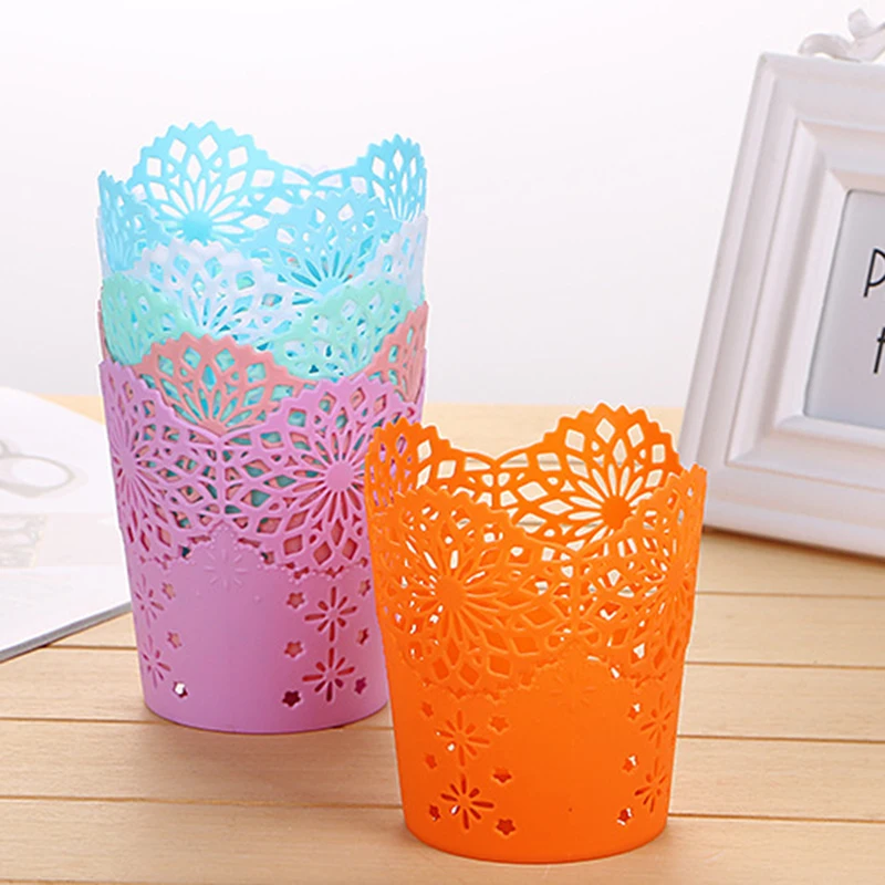 

1PC Makeup Brush Storage Boxes Flower Plant Pot Pen Pencil Pot Holder Container Office Desk Organizer Multifunctional
