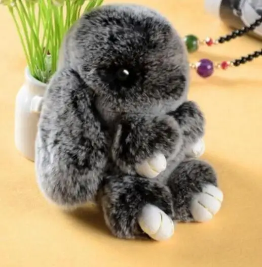 Брелок для ключей из натурального меха кролика Рекс 14 см | Украшения и аксессуары