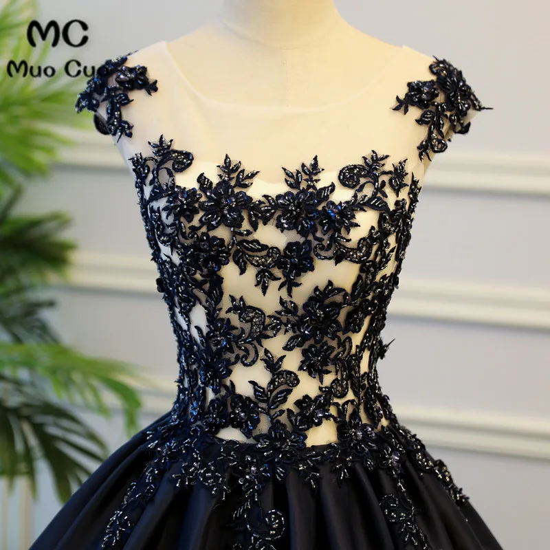Black Quinceanera Dress Satin With Lace Vestido De Quinceanera 2018 Elegant 15 Years Dress Sweet 16 Dresses (3)