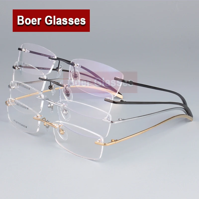 

Hot Sell 100% Pure Titanium Men'S Eyeglasses Frame Optical Glasses RXable Rimless Glasses Light Weight 1028