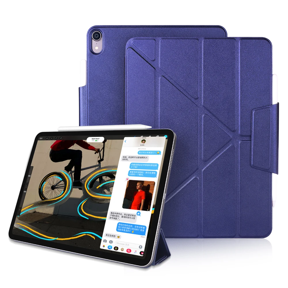 For iPad Pro 11 Smart Folio Case PU Leather Smart Cover Back