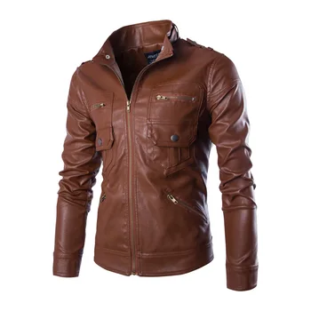 

HO new 2019 men washed pu leather collar cultivate one's morality More leisure leather pocket