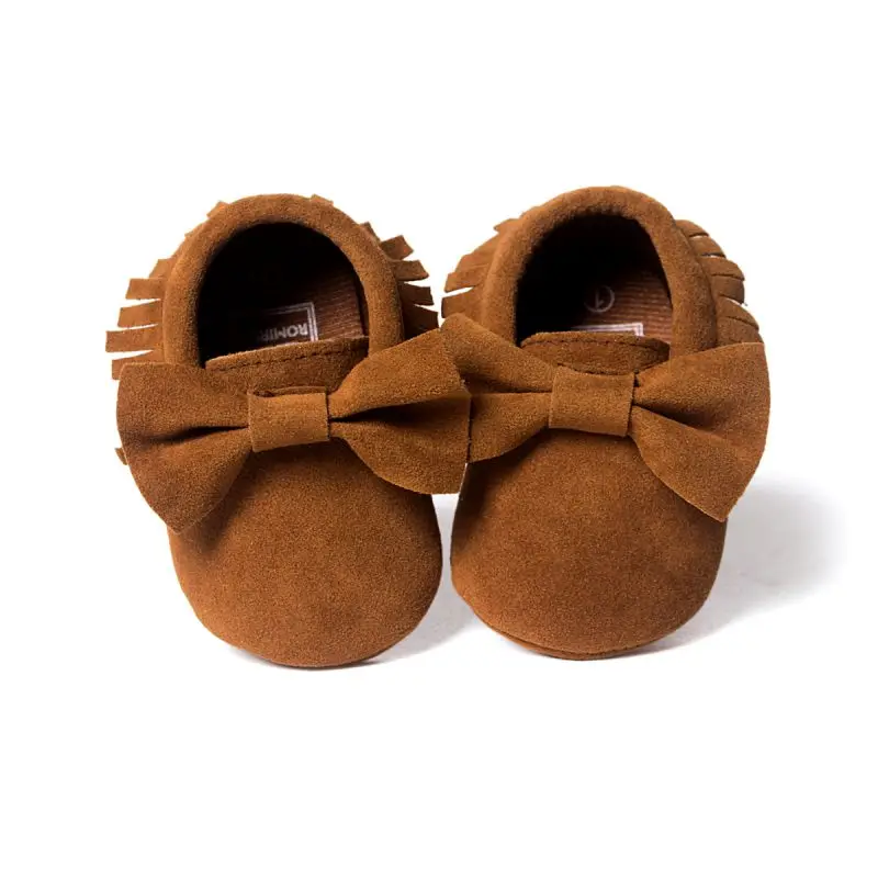 Модная обувь на мягкой подошве; Милые Мокасины с бантом для маленьких мальчиков и девочек; обувь с кисточками; 0-18 месяцев - Цвет: Color A