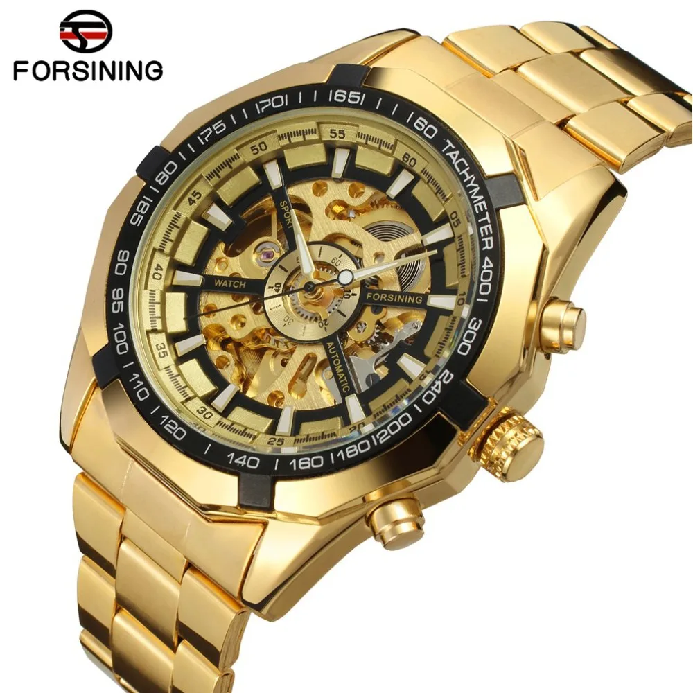 

FORSINING Watch Men Relogio Masculino Skeleton Automatic Watch Winder Mens Watches Top Brand Luxury Mechanical Gold Watch Men