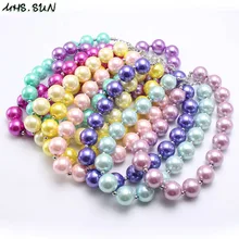 MHS. SUN модное жемчужное массивное ожерелье с бусинами для девочек, детское жемчужное ожерелье с бусинами, разноцветное массивное ювелирное изделие ручной работы, 1 шт