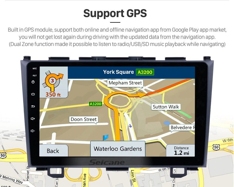 Seicane 9 дюймов HD тачскрин радио Android 8,1 головное устройство для 2006-2011 Honda CRV Стерео gps навигация Bluetooth wifi SWC