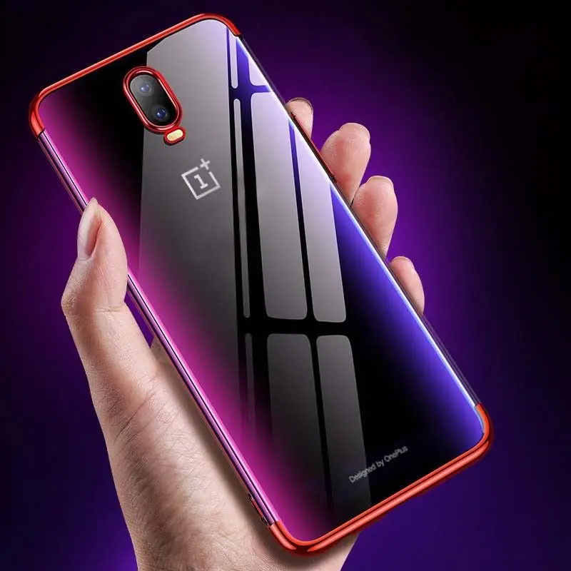 Гальванизированный прозрачный чехол из ТПУ для oneplus 7T 6T 5 T силиконовая мягкая