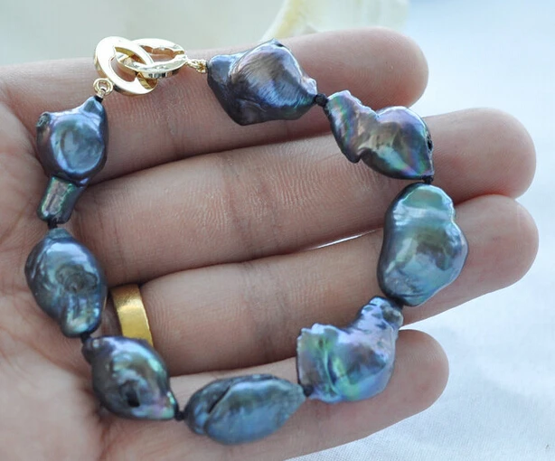 

FREE SHIPPING>>>@@ > 01292 black baroque KESHI REBORN PEARL bracelet