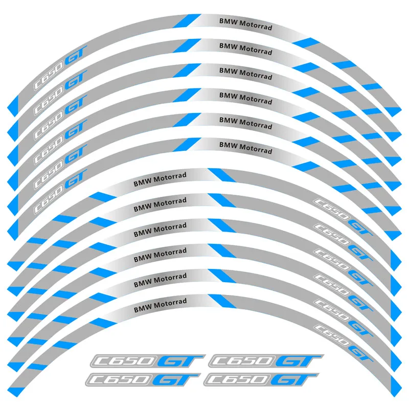 Новая высококачественная 12 шт. подходит мотоциклетная наклейка для колес полоса светоотражающий обод для BMW C650GT - Цвет: 2