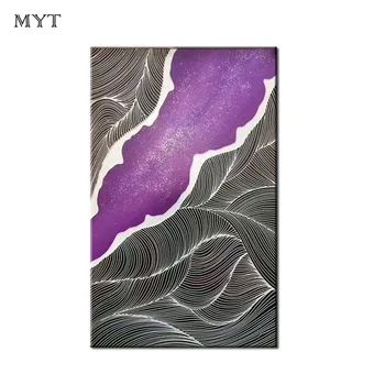 

MYT Original Product Purple Color Flagship Black and White Line Designed Home Decoration Oil Painting On Canvas Unframed