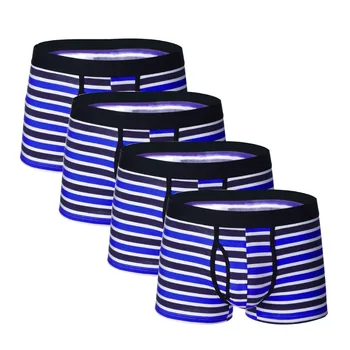

4 pcs/lot Man Underpanties Big Boxer Underwear Men Cotton Man Boxershort Breathable Striped Boxeador de los hombres Cueca Boxer