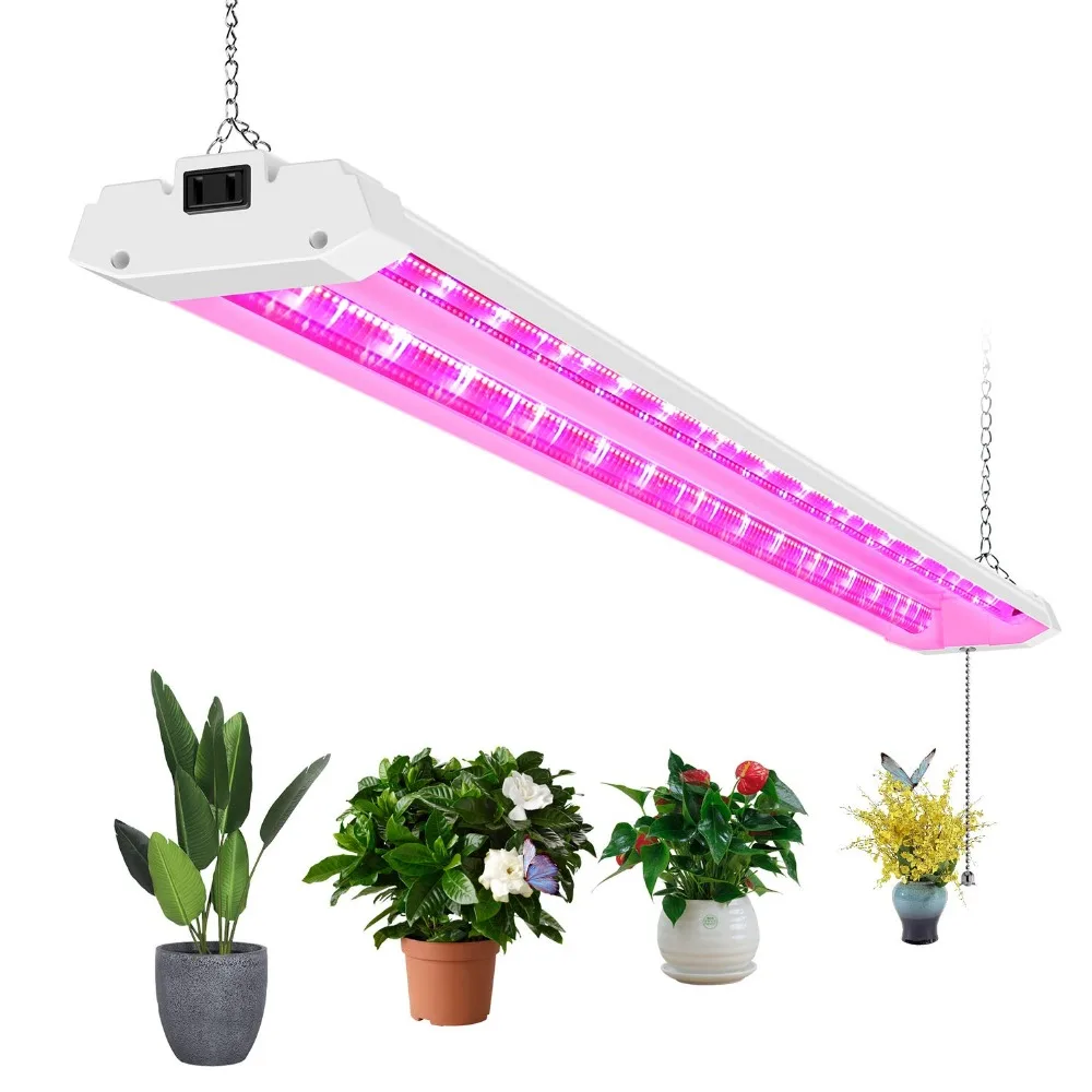 4ft LED Grow Lights 50W Full Spectrum Integrated Growing Lamp Fixtures for Greenhouse Hydroponic Indoor Plant Seedling Veg and Flower, Plug in, ONOff Pull Chain Included (1)