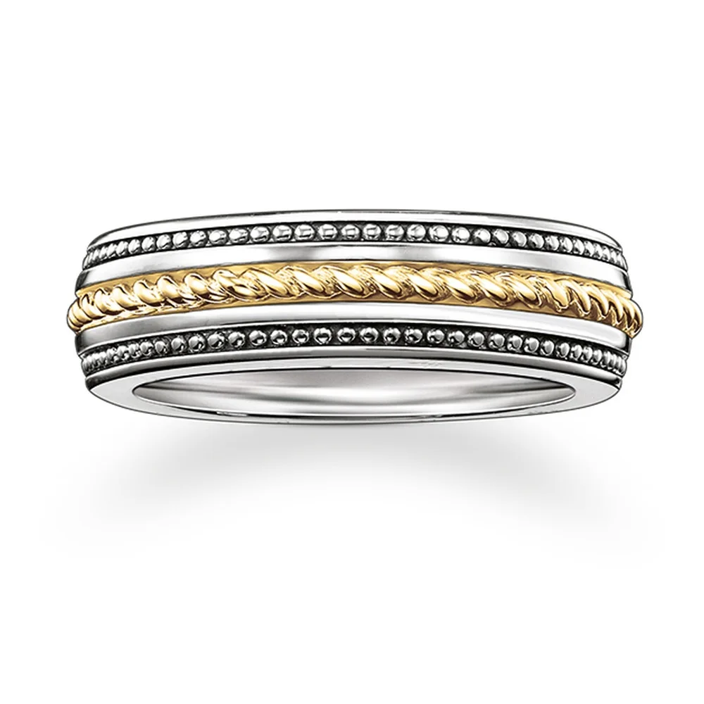 

Silver Dot Pattern Rings with Gold Color Cord Rope, 2018 Thomas Style Rock & Roll Band Ring Jewelry Bijoux Gift for Women Men