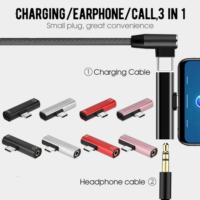 2 в 1 USB C до 3,5 мм разъем для наушников зарядный конвертер USB C аудио адаптер для Xiaomi 9 huawei P30 pro type-C зарядный адаптер