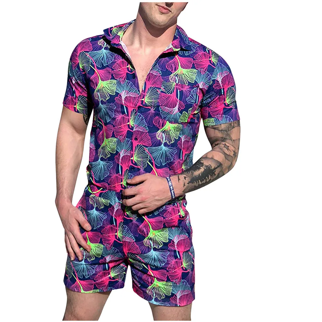 Мужской Забавный комбинезон, комбинезон, комбинезон с цветочным принтом, 3D принт, мужской шаровары, рабочая одежда, летние пляжные облегающие мужские комплекты