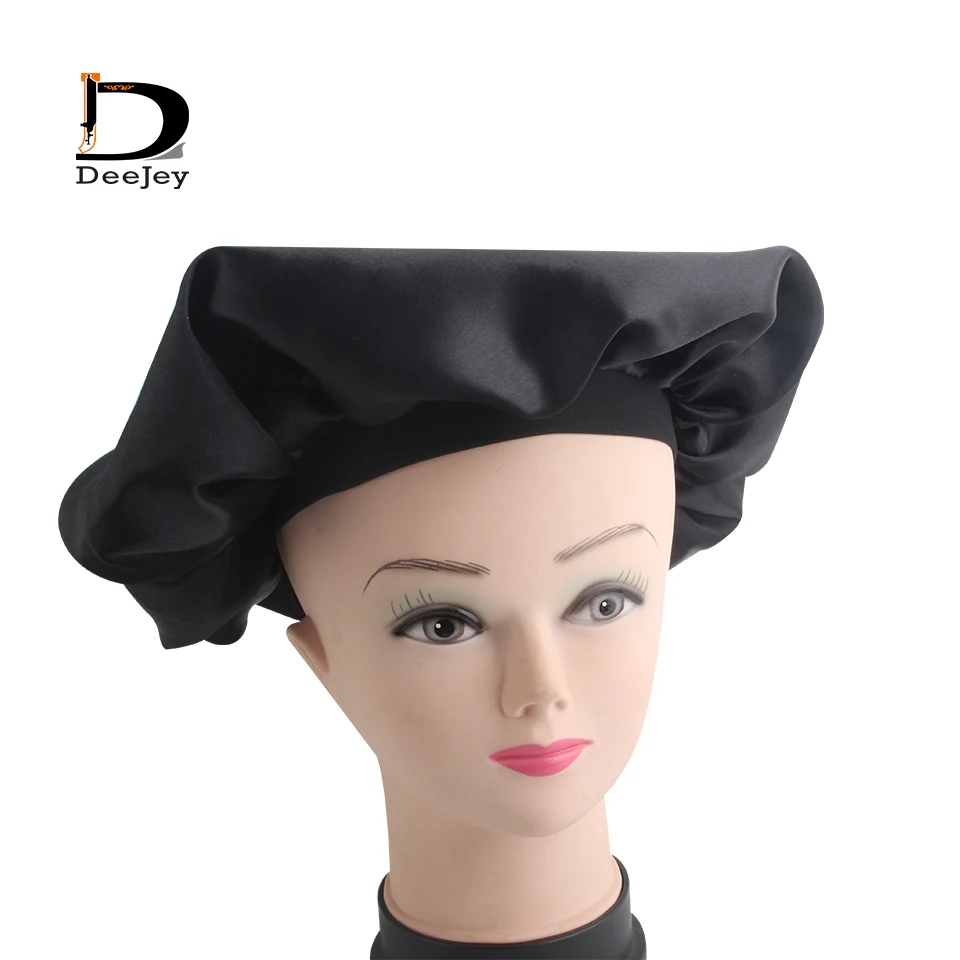 

Custom print quality 2 layer wide flat band polyester satin bonnets caring extension wig hairs sleep caps adult size 50pc lot