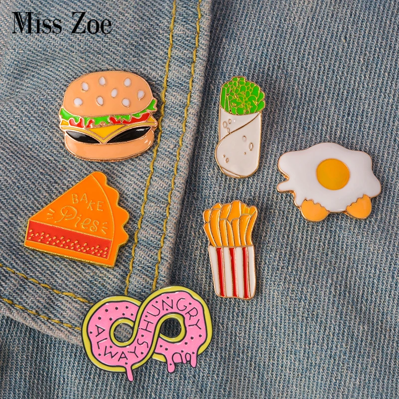 Эмалированный значок буррито омлет пончик гамбургер нагрудный знак брошь джинсовая рубашка мешок мультфильм ювелирные изделия подарок для детей