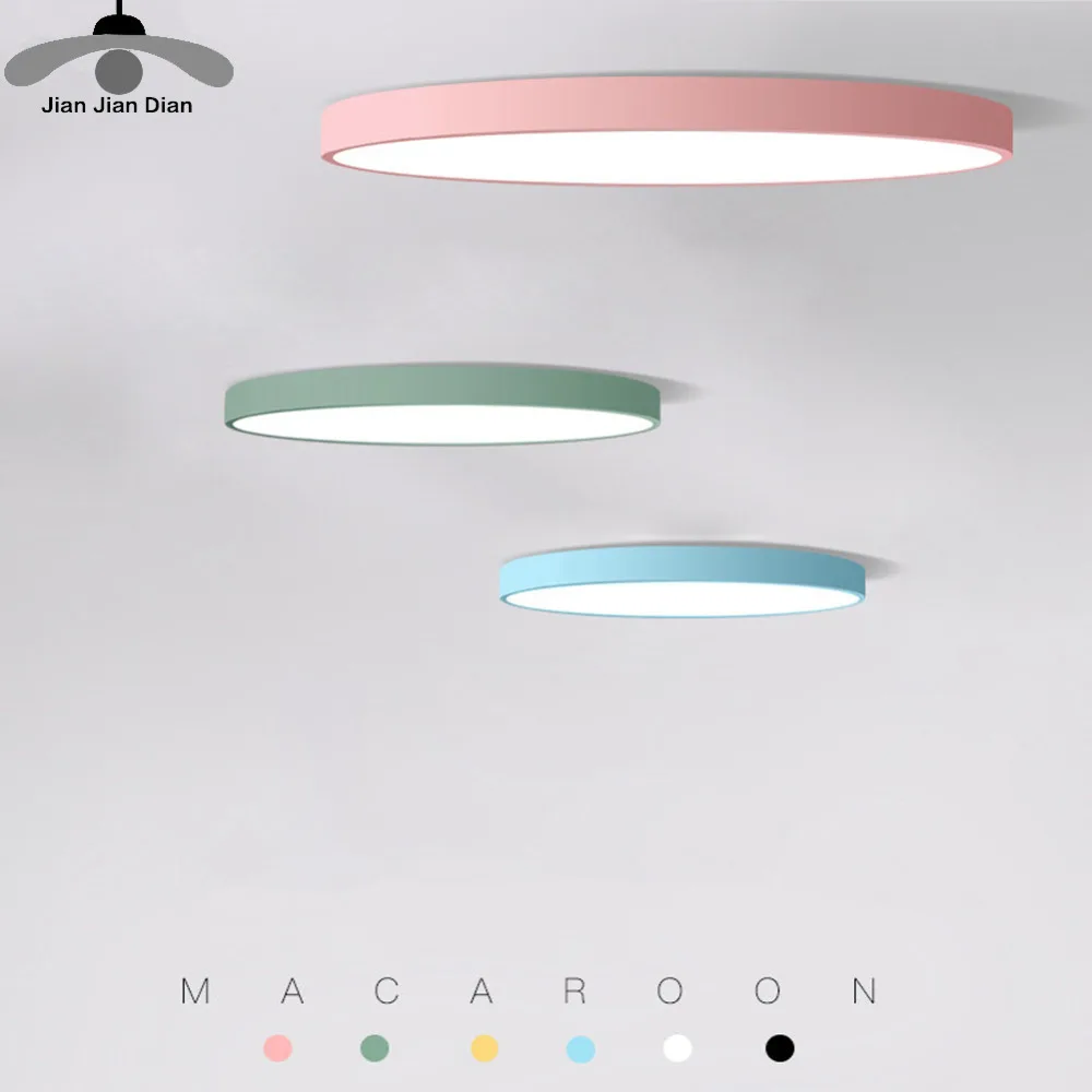 

JJD Macaroon ceiling lamps Ultra-thin 5cm wrought iron modern led ceiling lights for living room bedroom study room