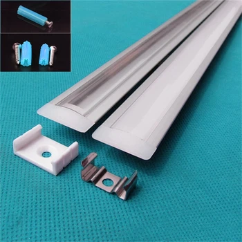 

16pcs/lot 100 inch 2.5m/pc led aluminium profile with milky/transparent cover for 12mm strip ,embedded built in led bar light