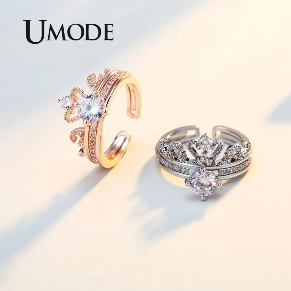 Женские обручальные кольца UMODE цвета розового золота в богемном стиле с короной s